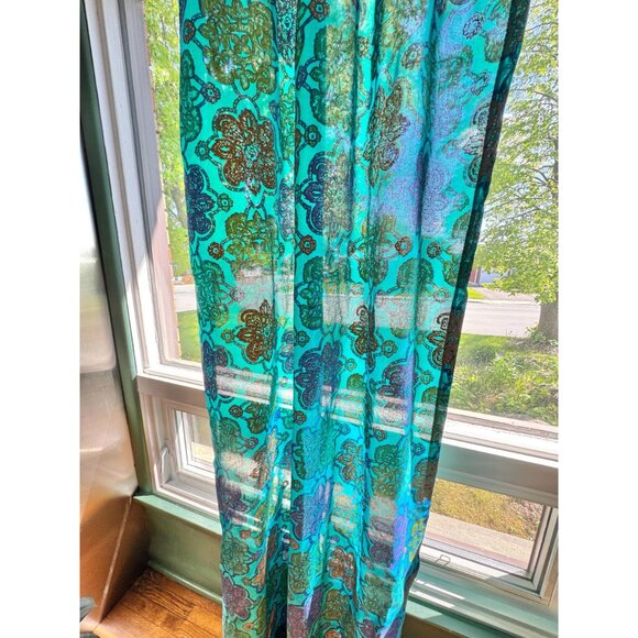 Vintage 60s curtain, teal, green, purple, orange, iridescent, single panel - Picture 3 of 10